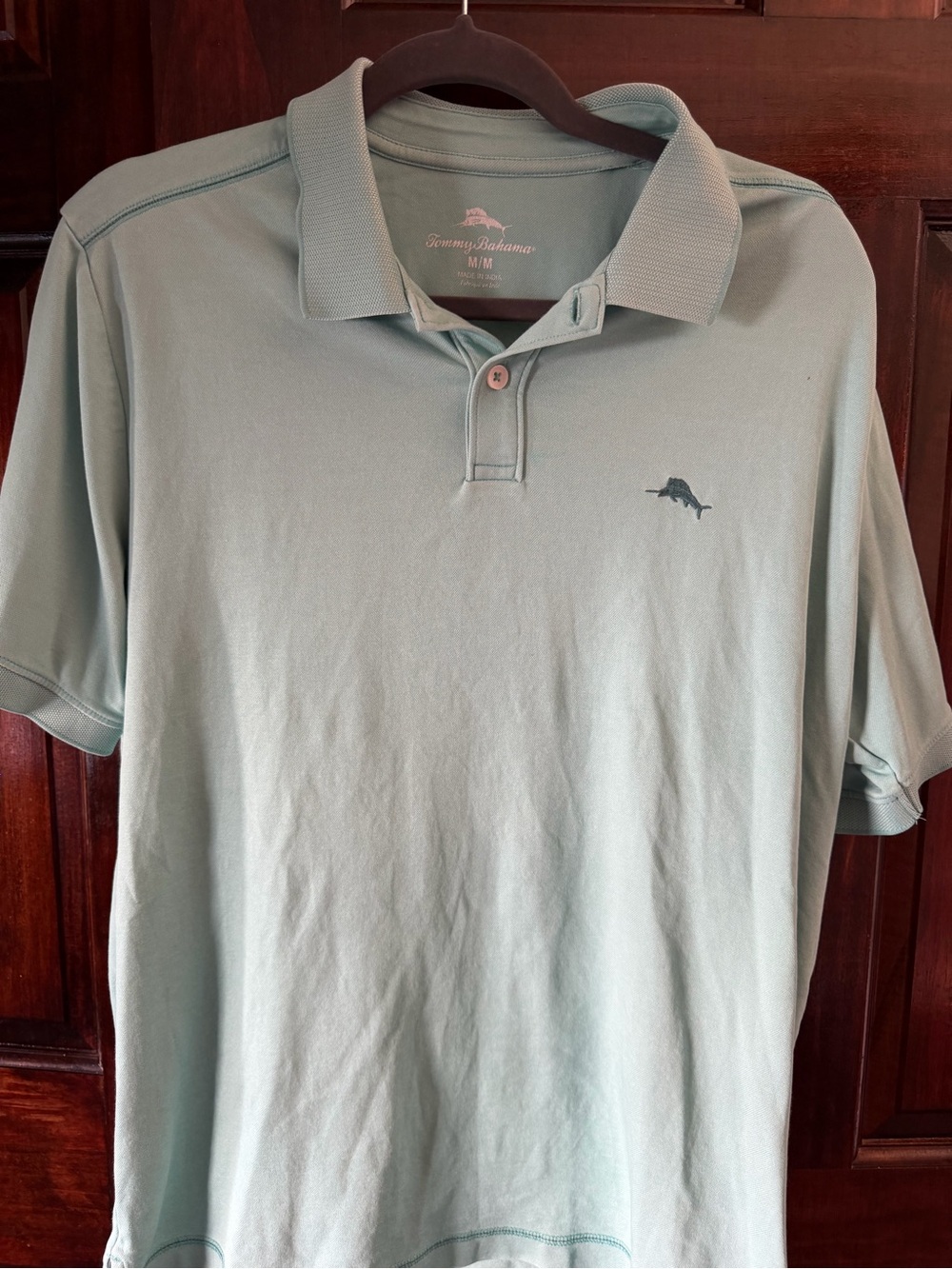 Tommy Bahama Mint Green Polo Shirt - Men's Short Sleeve Collared Tee